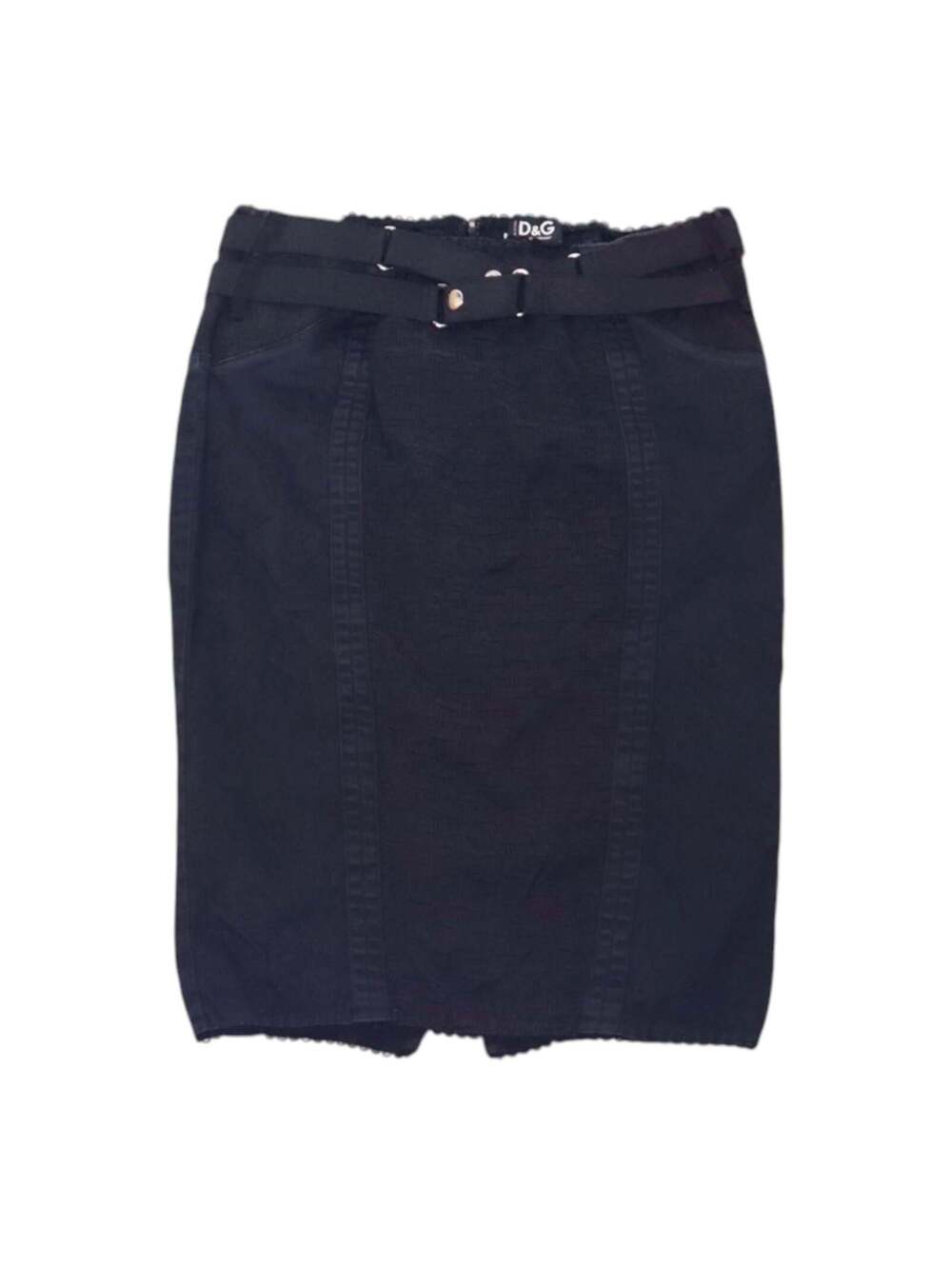 Y2K DOLCE & GABBANA Black Strappy Bondage Pencil Skirt (S)